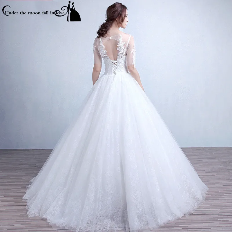 Роскошные Аппликации Scoop Sweep Поезд Короткие Рукава Бальное платье Свадебное