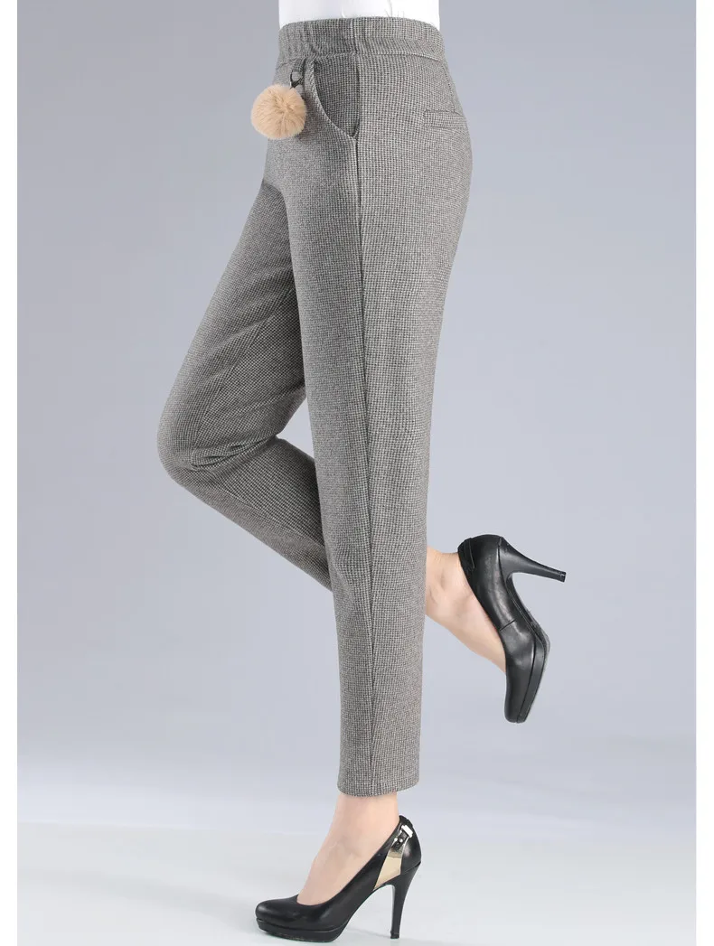 XJXKS pantaloni donna, высококачественные теплые женские штаны-шаровары, удобные модные однотонные повседневные женские брюки с украшением