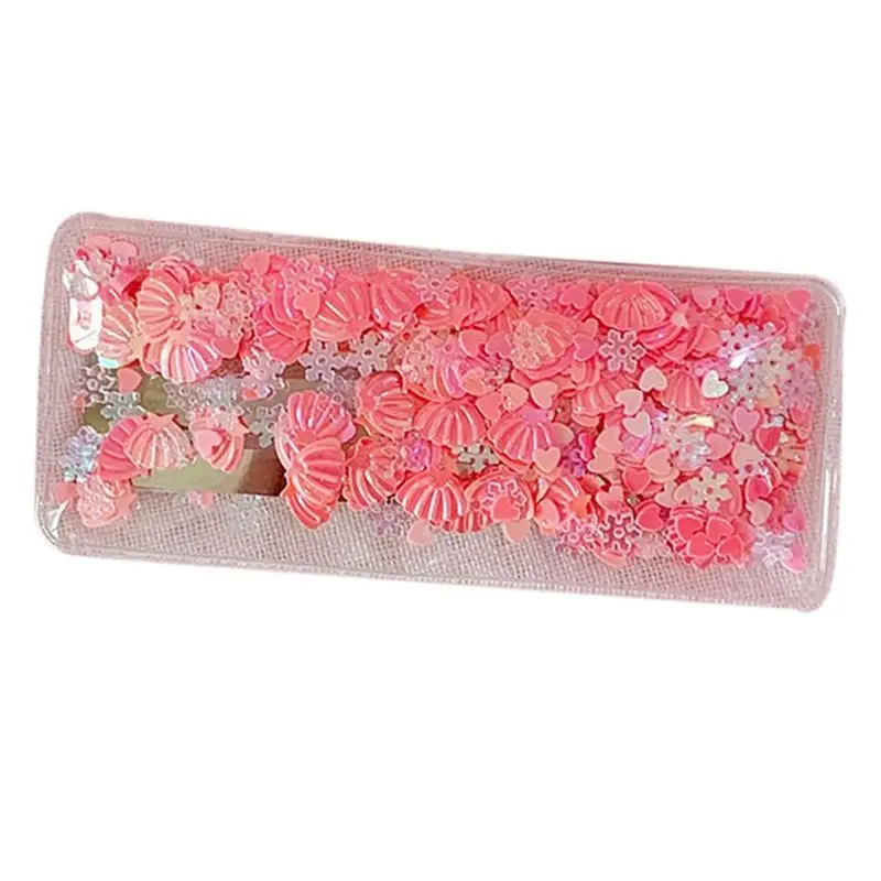 Hot Pink Корейские BB заколки для волос для молодых девушек прозрачные блестящие Seashell шпильки с блестками прямоугольные Сладкие Заколки конфетного цвета - Цвет: Hot Pink