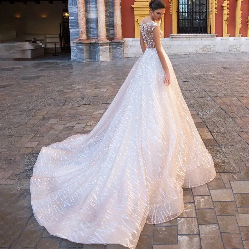Vestidos De Novia 2019 сексуальным вырезом на спине и Иллюзия с кружевной аппликацией для
