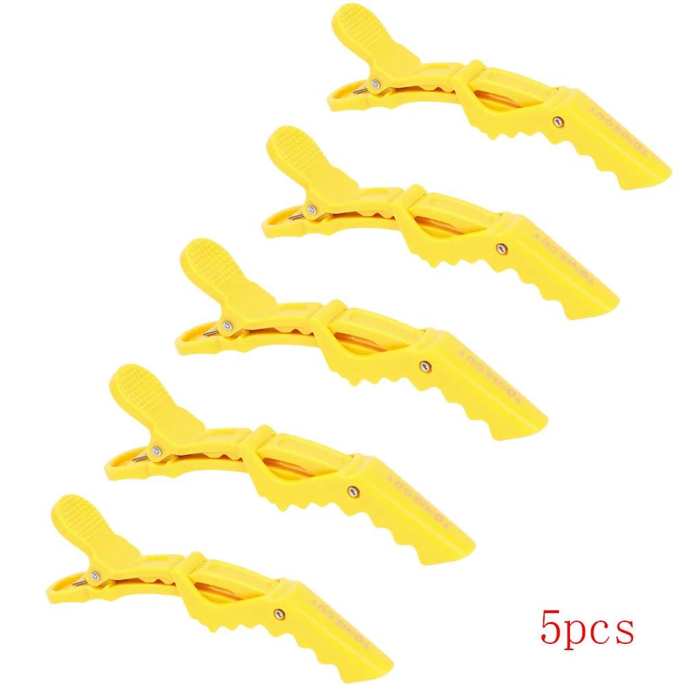 yellow 5pcs 5 шт. зажим для волос Крокодил Зажимы Инструменты для укладки салон цвет резка расширение Уход Инструмент бант заколки для волос - Цвет: yellow 5pcs