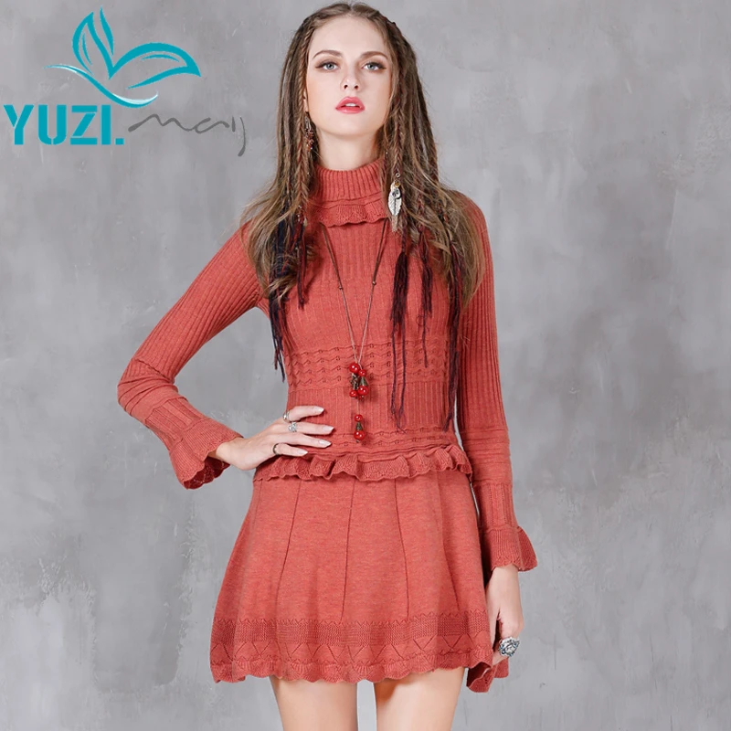 Зимнее женское платье 2017 Yuzi.may Бохо новые платья из хлопка и шерсти
