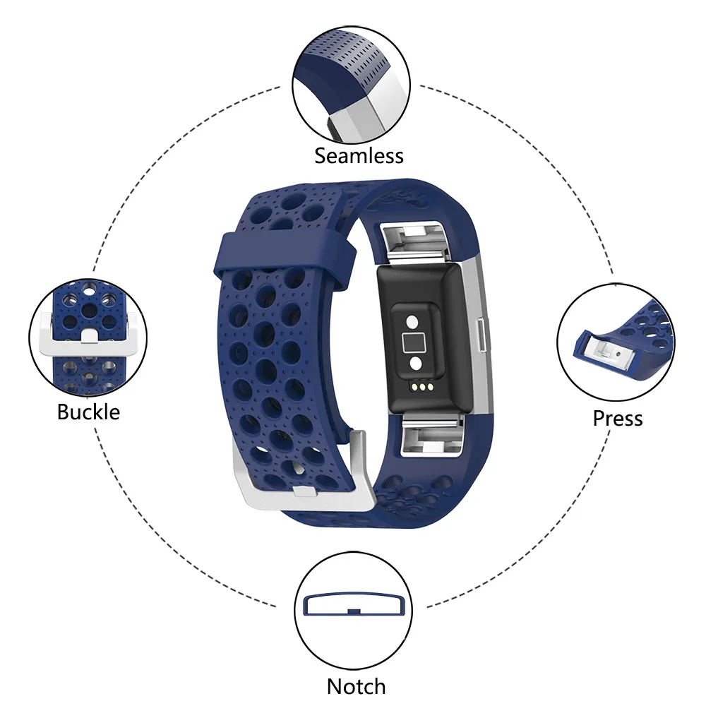 C2TQ) ремешок для часов FitBit Charge 2 полосы мягкий спортивный браслет дышащий браслет для Large Charge 2 большой маленький