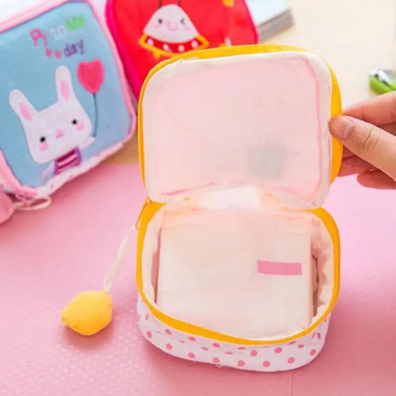 Cute Cartoon Girl's Sanitary Napkin Storage Bag Small Coin Purse Card Cable Organizer 20 | Дом и сад