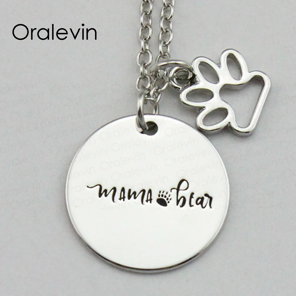 

Hot Sale MAMA BEAR Inspirational Hand Stamped Engraved Custom Pendant Necklace for Women Nice Gift Jewelry,10Pcs/Lot, #LN2012