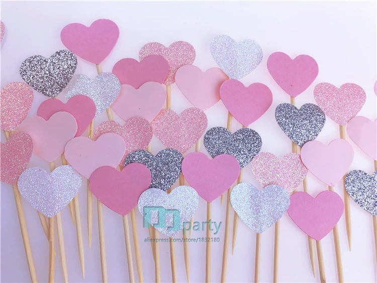 40 шт Многоцветный в форме сердца Кекс Торт Стикер-Топпер флаг для детского душа
