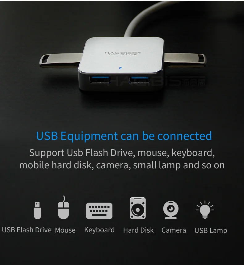 Hagides USB 3,0 концентратор внешний 4 порта Супер Скоростной usb-хаб 3,0 Разветвитель USB интерфейс питания для компьютера Macbook Usb порт разветвитель