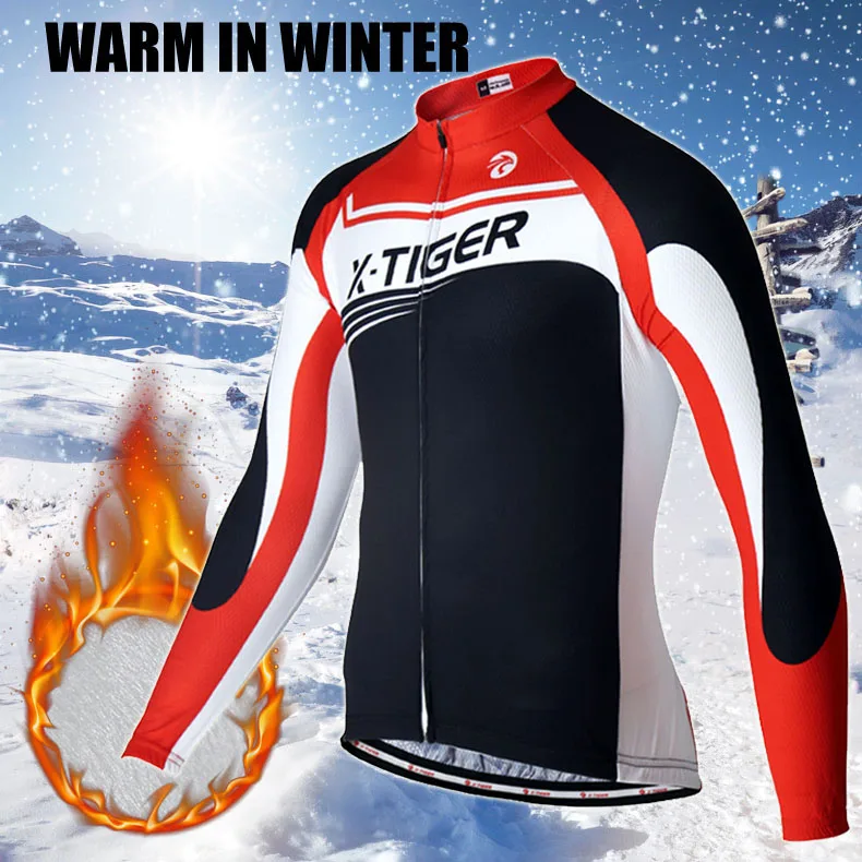 X Tiger зимний теплый флисовый длинный велосипедный комплект одежды Ropa Roupa De Ciclismo