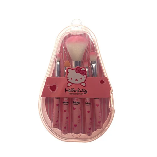 Розовый Кошечка 5 шт./компл. кисти для макияжа комплект «Hello kitty» Ручка Комплект для малышей милый прозрачный капли воды пластиковая коробка для ресниц тени для век Карандаш для губ Инструменты - Handle Color: Розовый
