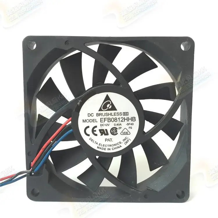 Охлаждающий вентилятор для сервера Delta Electronics EFB0812HHB 5F40, 12 В постоянного тока, 0,4 А, 80x80x15 мм, 3 провода