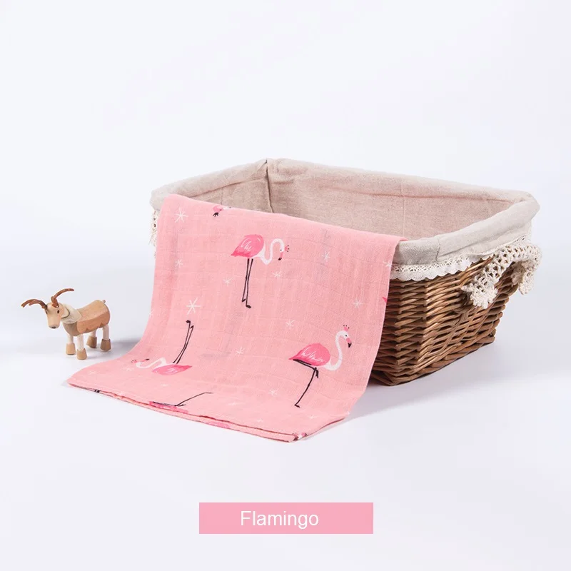 Flamingo Муслиновое Пеленальное бамбуковое детское ежемесячное одеяло с единорогом мягкое банное полотенце для новорожденного пеленки для младенца одеяло для коляски s детская накидка Inbakeren - Цвет: Flamingo