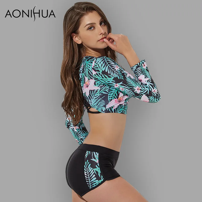 Купальный костюм AONIHUA из двух предметов женская одежда для плавания с длинным