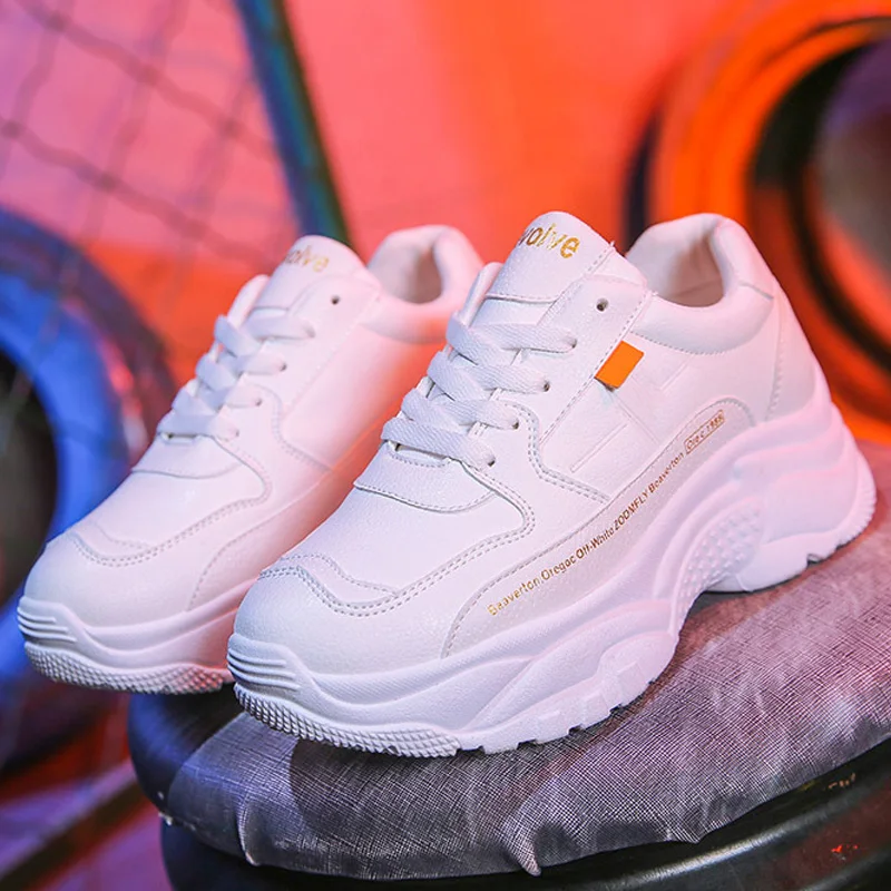 Кроссовки на толстой платформе Сезон весна Женская Вулканизированная обувь