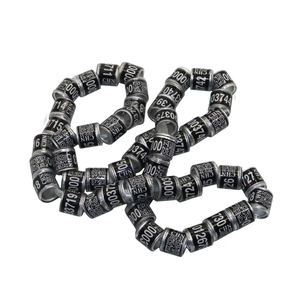 black 50 шт., кольца для голубей, цифровое кольцо для ног для птиц, попугай, голубь, ножные кольца, принадлежности, аксессуары, инструмент для обучения птиц - Цвет: black