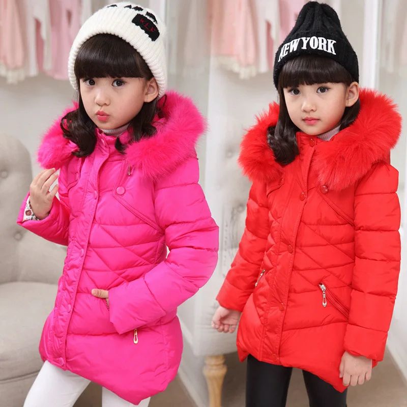 Fashion Winter Children's Clothing Kids Down Cotton Outerwear Girls Wadded Jacket Child Medium-long Thick Cotton-padded Coat |