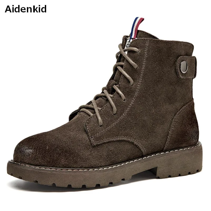 Aidenkid мотоциклетные осенне зимние пинетки коровьей Для женщин студенческие