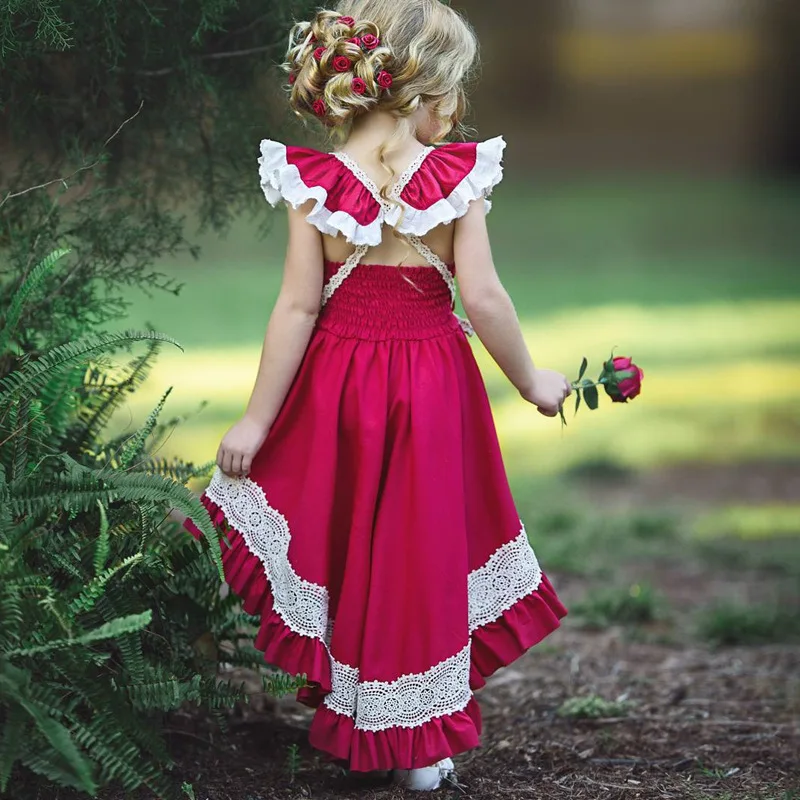 Girls Dress 2019 Summer Sleeveless Lace Party Wedding Princess Tutu Dresses Children Clothes Backless Dovetail 1-5T | Детская одежда и