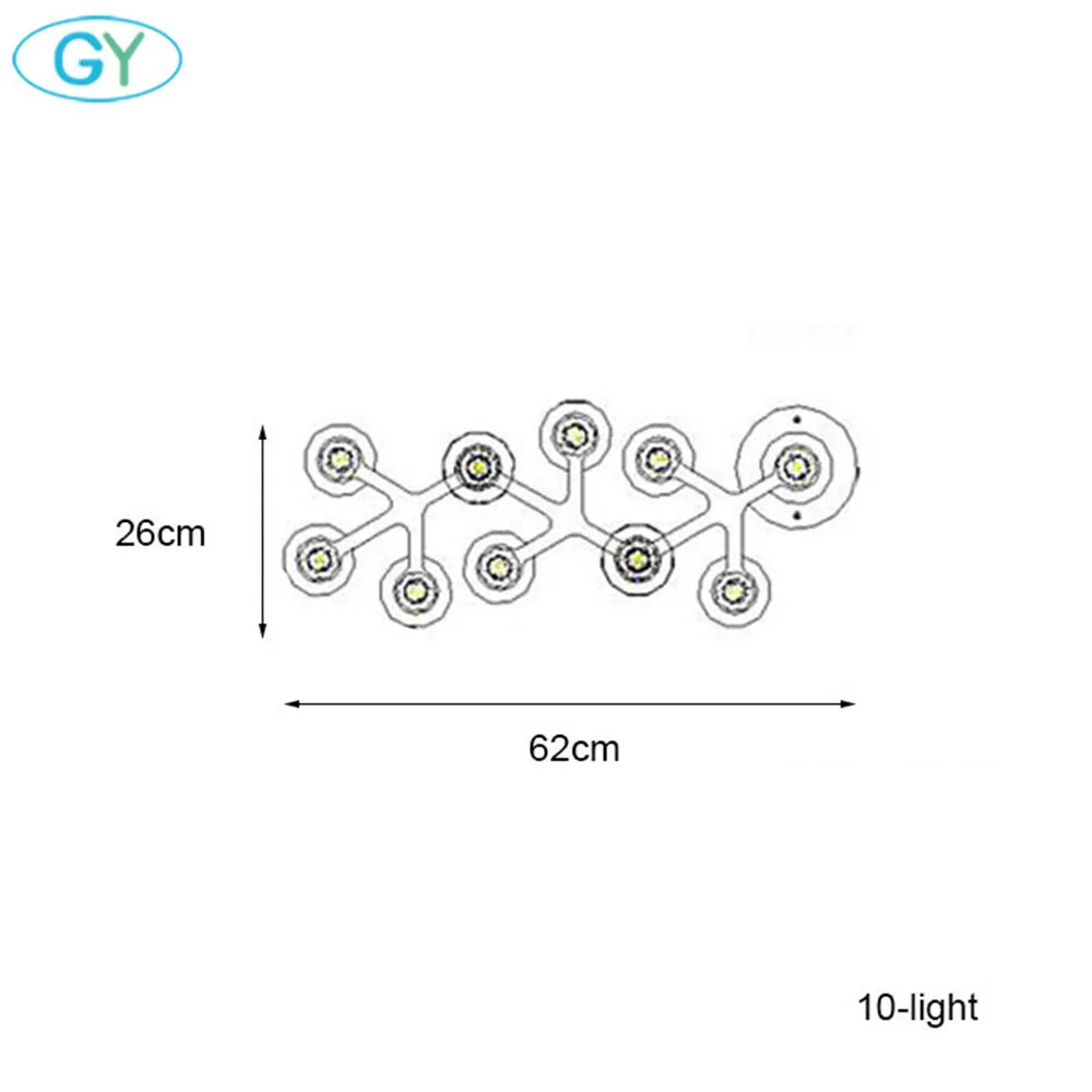 10-light Современная черно-белая художественная декоративная настенная люстра, промышленный скандинавский Европейский стиль светодиодный настенный светильник, минималистичный wandlamp aplique luz pared - Цвет абажура: 10-light