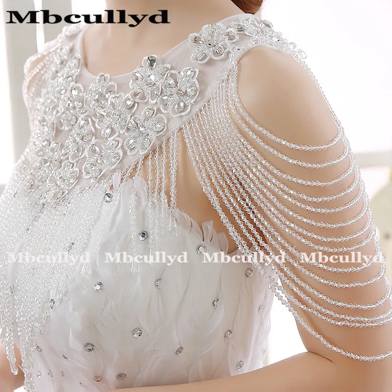 Роскошные Кружевные Свадебные палантины Mbcully с бисером и кристаллами кисточки