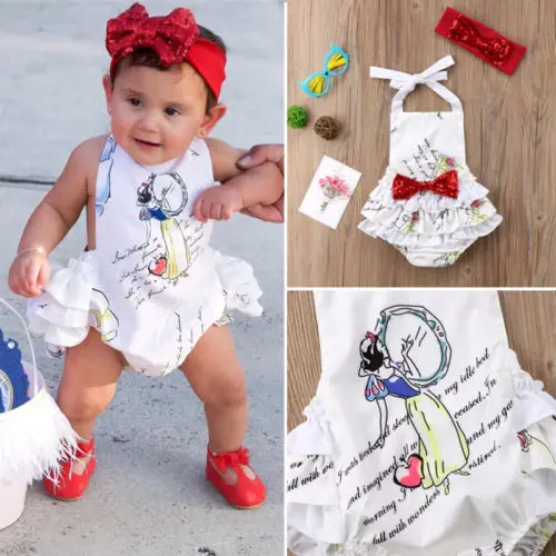 Комбинезон Белоснежки с открытой спиной для новорожденных девочек пляжный