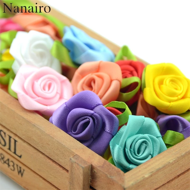 200 шт 3 см атласная лента роза цветы головы ручная работа сделай сам Ремесло