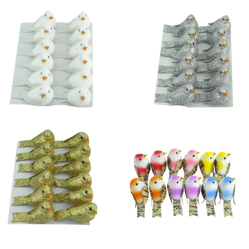 

12pcs Decorative Foam Birds Artificial Craft Photography Props Wedding Banquet Ornaments