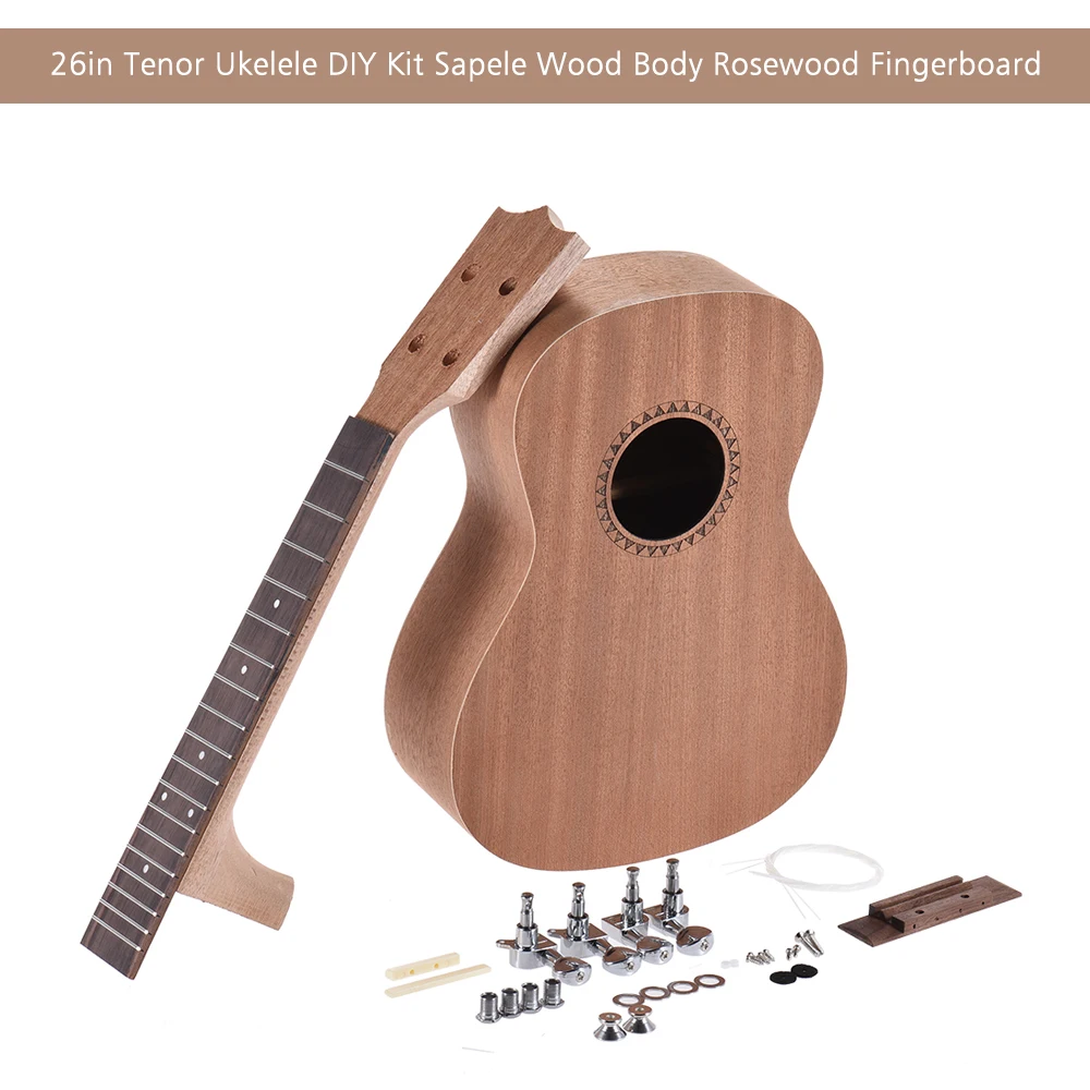 Ammoon Concert Ukelele Гавайская гитара гавайская DIY Набор Sapele Дерево тело палисандр гриф с