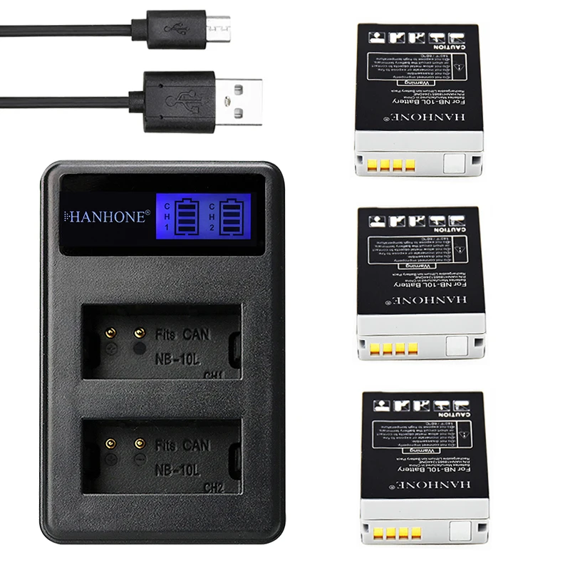 3 шт. Топ 1500 мАч NB-10L NB 10L батарея + LCD двойной USB зарядное устройство для Canon PowerShot G1X