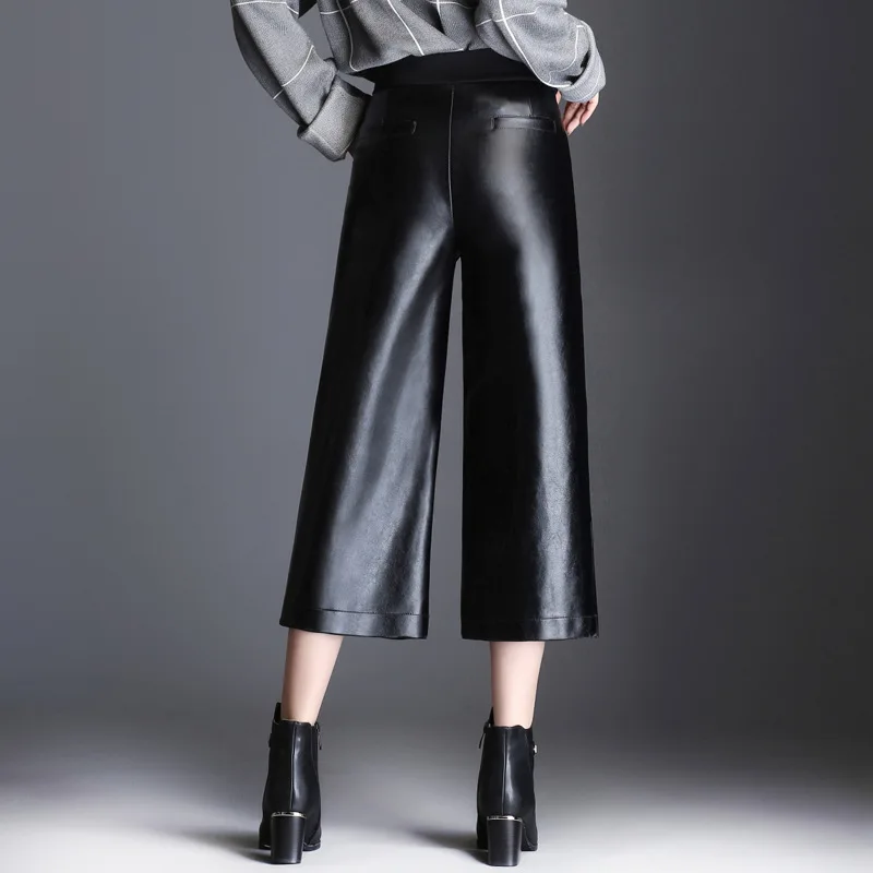 Shinymora осень зима из искусственной кожи до середины икры Длина Брюки для девочек