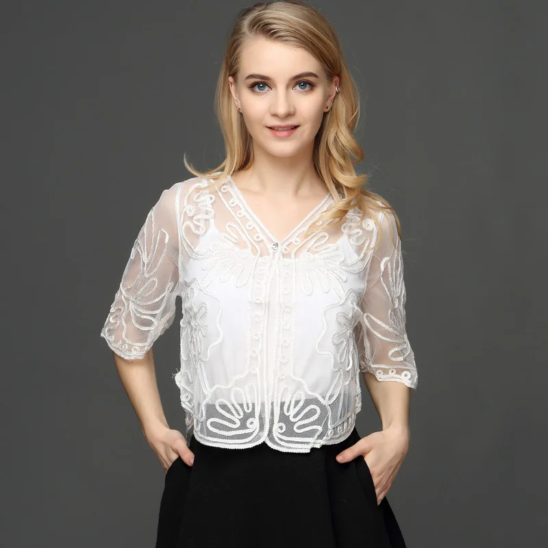 BLINGSTORY/Новинка Модная элегантная кружевная шаль для мамы Chaquetas Mujer открытые летние