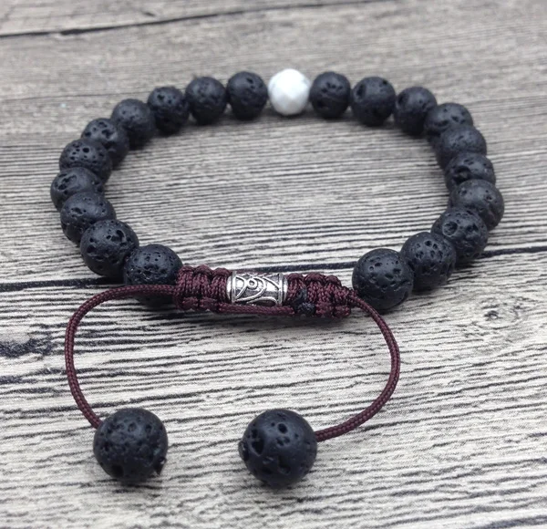 YA2464 лабрадорит лавовый камень бусины подвески лечебный браслет шнур узел