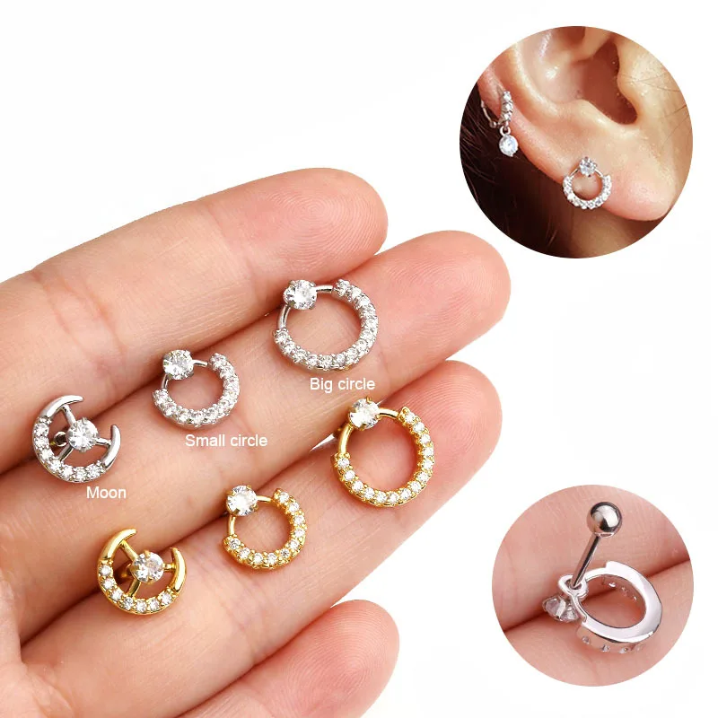 Серьги кольца Daith Tragus Helix популярные серьги цвета розового золота с фианитами 1 шт.