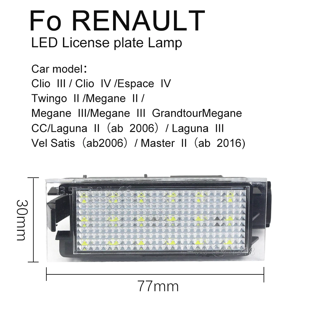 DXZ 2X Автомобильный светодиодный светильник номерного знака для Renault Megane 2 Clio Laguna 3