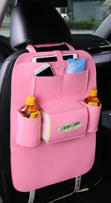 Pink Автомобильная сумка для хранения, утолщенная коробка для хранения сидений, автомобильный органайзер, подвесная сумка, сумка для заднего сиденья автомобиля, многофункциональная автомобильная коробка для хранения - Название цвета: Pink