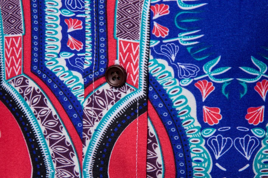 Мужская рубашка с длинными рукавами в национальном стиле 3 D принтом на пуговицах