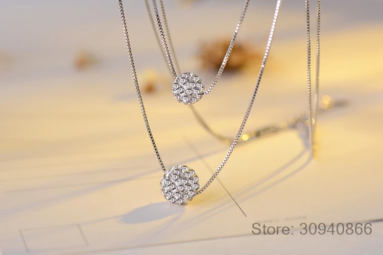 Женское Двухслойное ожерелье с кулоном из стерлингового серебра 925 пробы