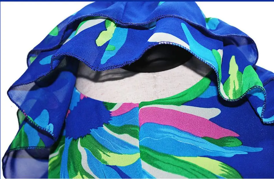 Летний стиль обертывание груди платье шифон Flore печать длиной макси Большой