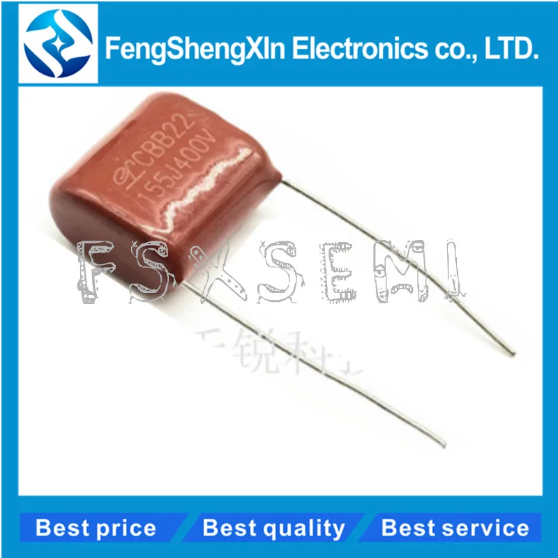 

50pcs/lot CBB22 400V155J 1500NF 1.5UF P=20MM 5% Metallized polypropylene film capacitor