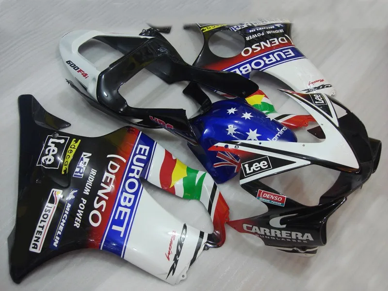 

Комплект пластиковых обтекателей для мотоцикла CBR600 F4i 01 02 03 года 2001 2002 2003 белого и синего цвета, Обтекатели od5