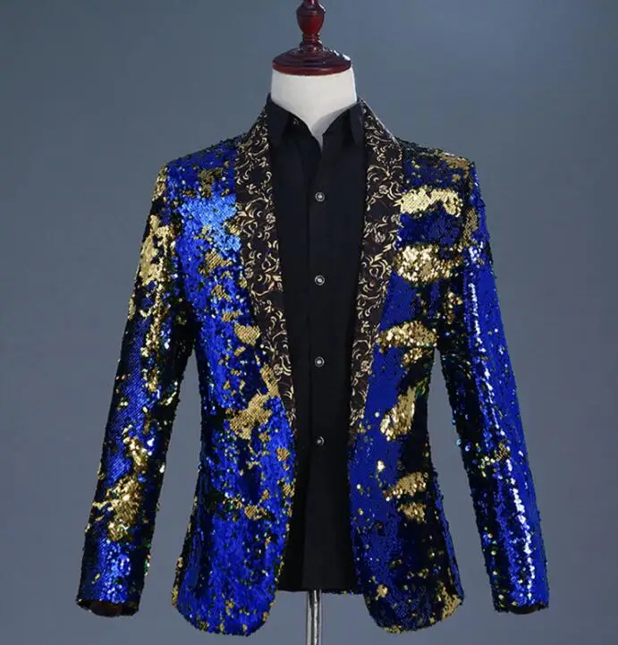 

turn Sequin blazer men suits designs jacket mens stage costumes singers clothes dance star style dress punk rock masculino homme