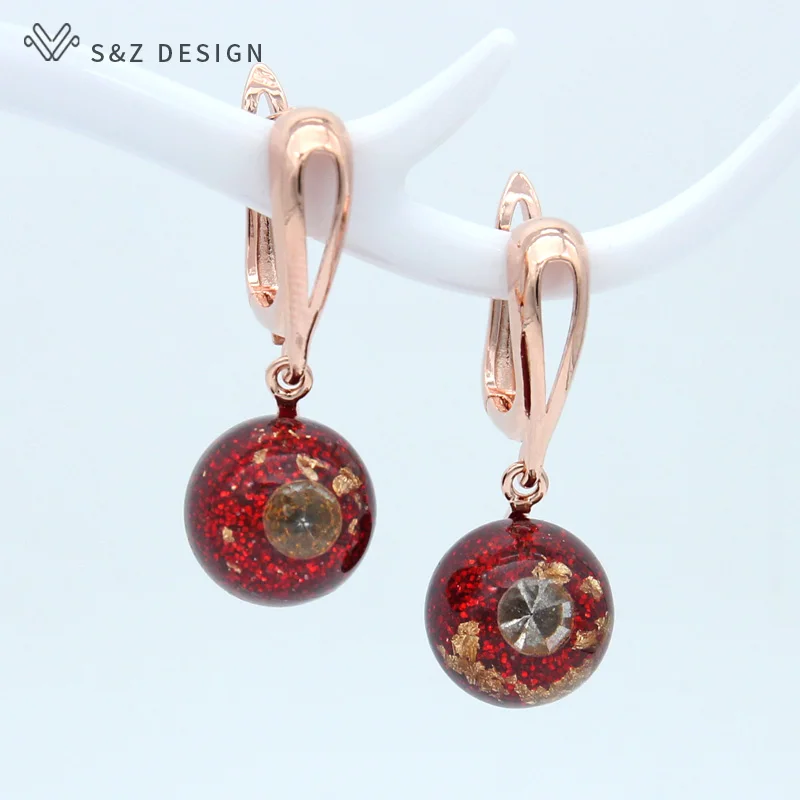 red S& Z/Новинка, модные круглые цветные сережки-шарики 585, розовое золото, Милые простые серьги для девушек, повседневные аксессуары - Окраска металла: red