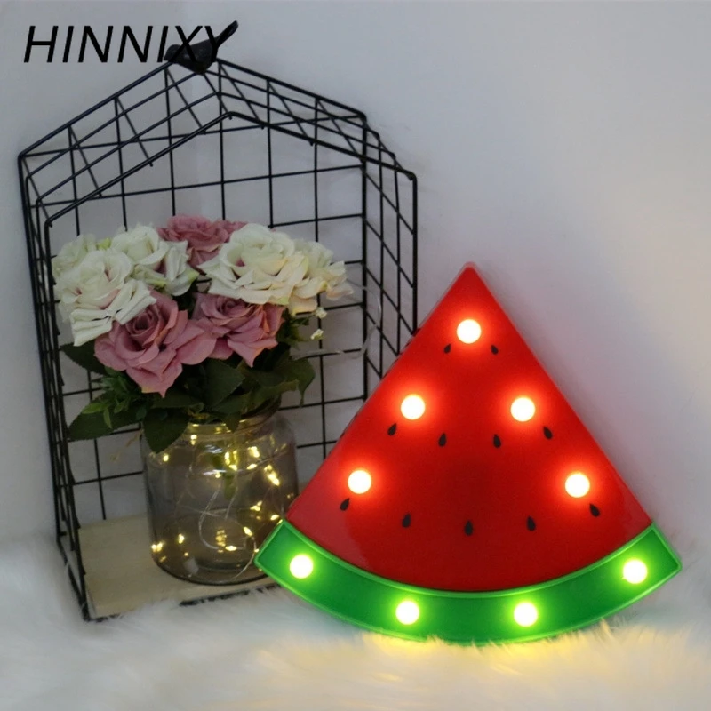 Hinnixy арбузный ночник лето 3D фруктовая форма прикроватная Светодиодная