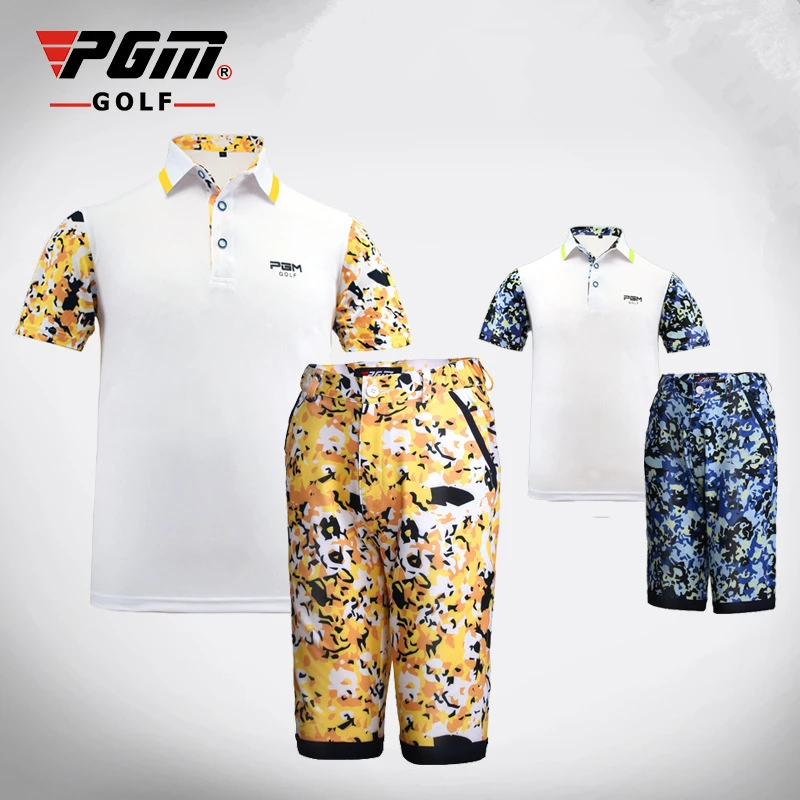 Pgm Golf/топ для мальчиков шорты Летняя дышащая футболка с короткими рукавами гольфа
