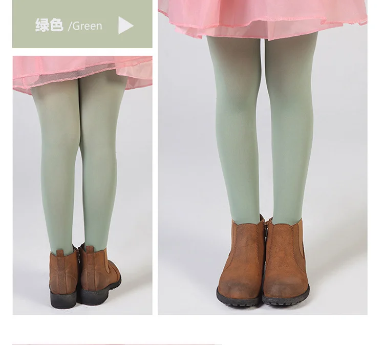 Light green Детское платье для маленьких девочек с цветным 80D Осенние Колготки Чулки детский балетный танец белые колготки Бархатные колготки непрозрачные - Цвет: Light green