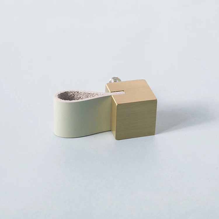 C-1630-Mint Green Макарон цвет/кожа+ латунь ручка комод круглые ручки для ящиков Ручки/квадратные ручки Мебельная ручка для шкафа - Цвет: C-1630-Mint Green