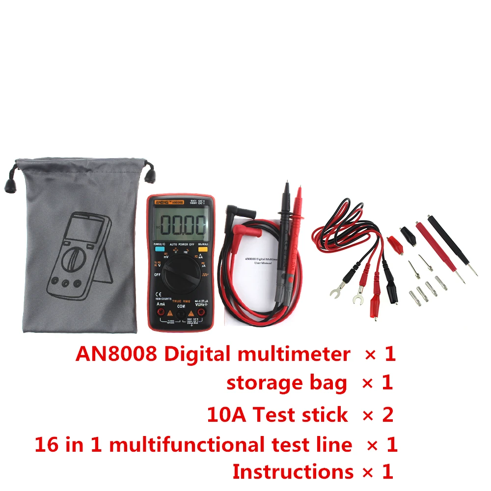Цифровой мультиметр ANENG AN8008 True RMS 9999 отсчетов квадратная фоновая подсветка