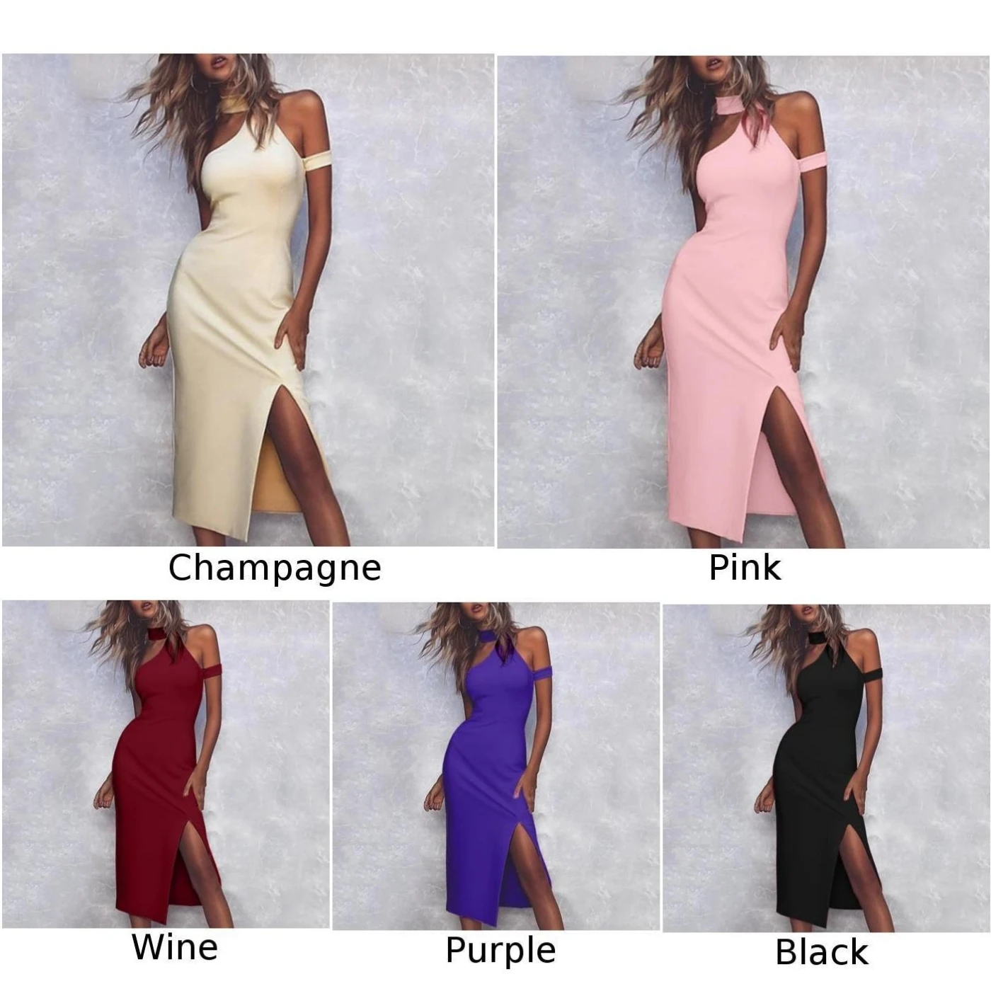 2019 модное женское однотонное коктейльное облегающее платье с разрезом на