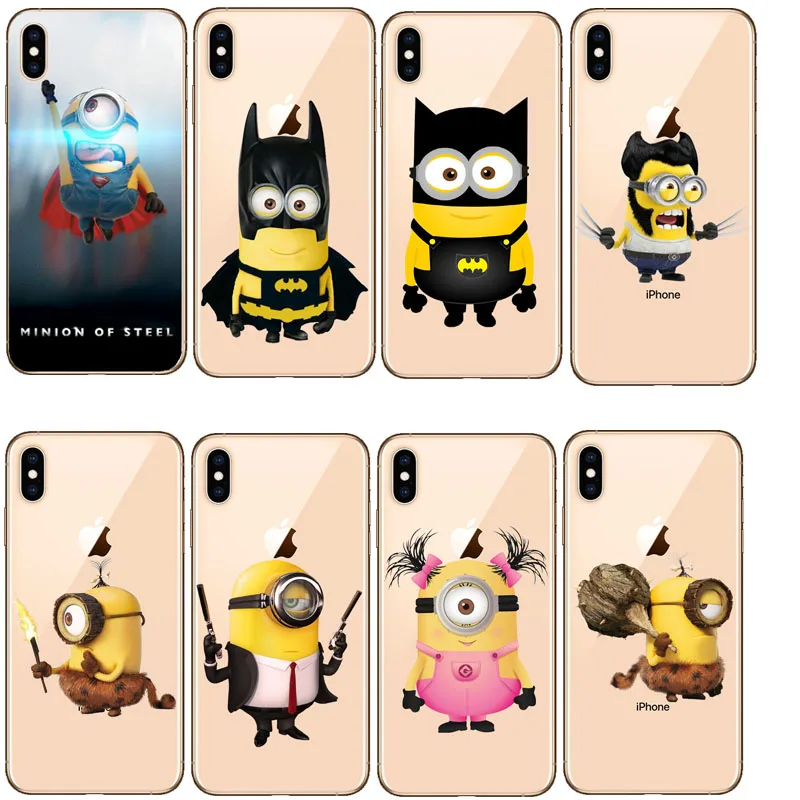 Милые Мультяшные Чехлы Миньоны для косплея супергероев Marios iPhone X 7 8 Plus 6 S 5s SE XS MAX