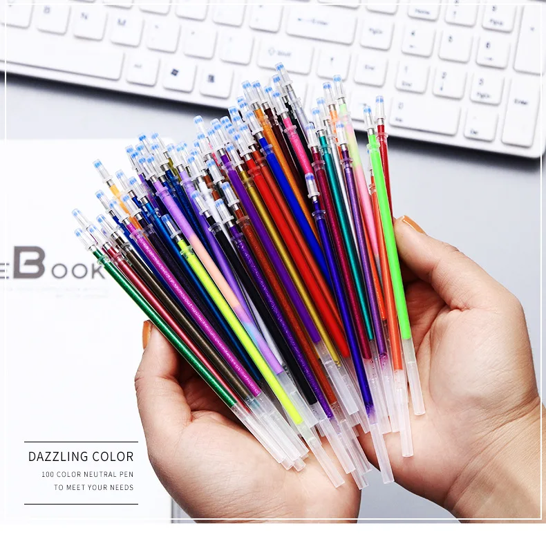 

100 Colors Flash Gel Pen Refill Color Full Shinning Refill For The Child'S Drawing Cartoon painting sketch color gel pen ink