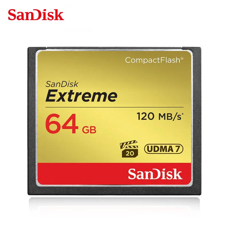 Sandisk Memory Card Extreme CompactFlash 32GB 64GB 128GB CF Card VPG-20 120MB/s 4K and Full HD Video For Canon D300 7D 5DSR Card